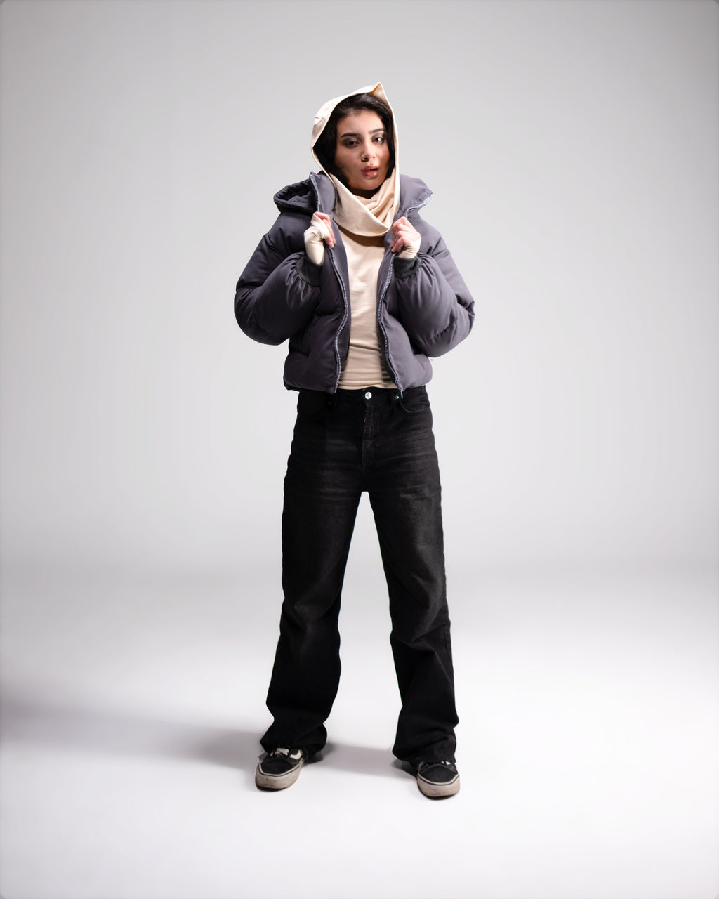 DOWN PUFFER JACKET IN GRAY