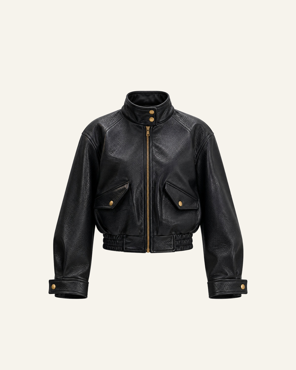 CROPPED BOMBER JACKET IN BUBBLED BLACK