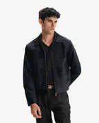 CASHMERE SUEDE JACKET IN BLACK