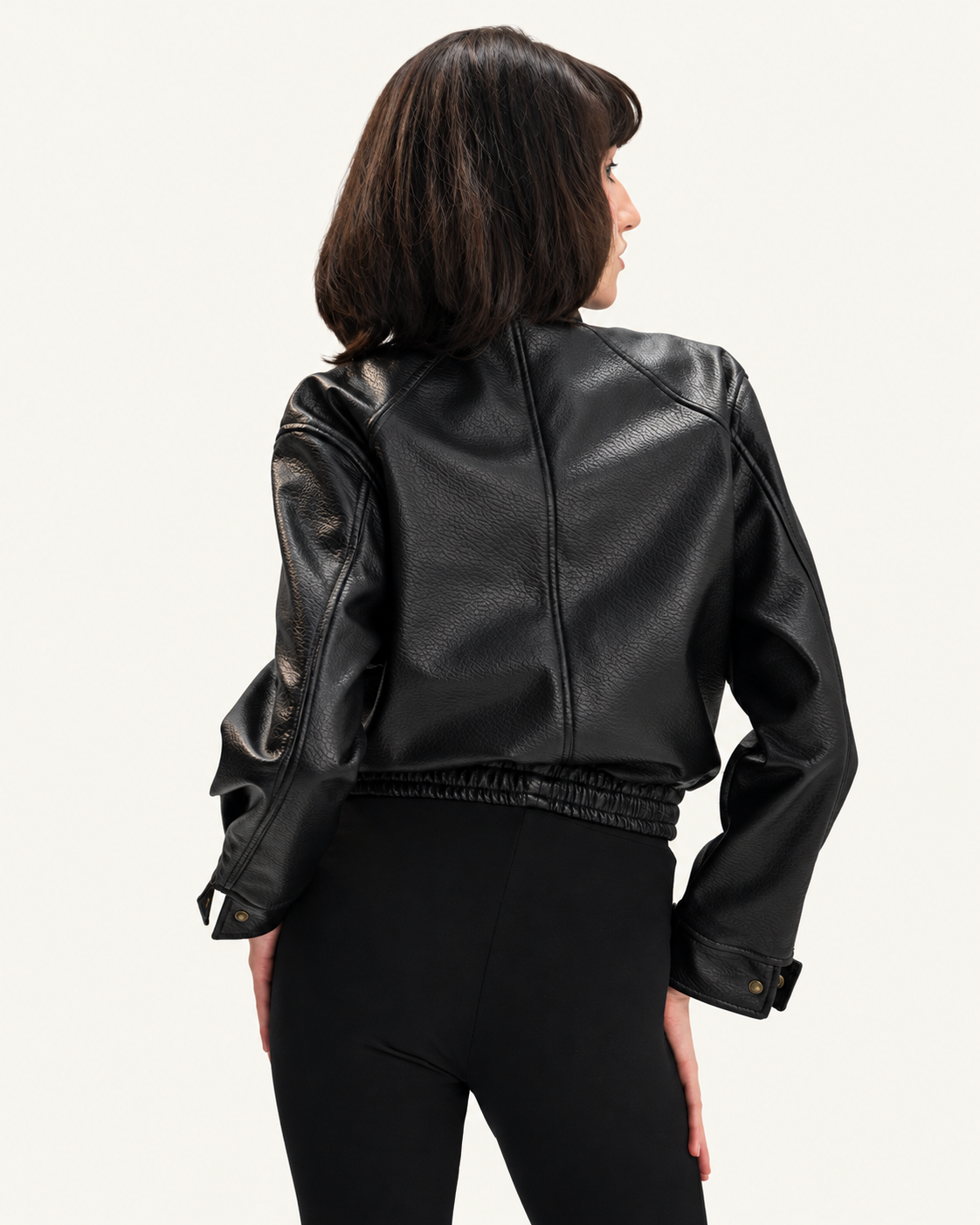 CROPPED BOMBER JACKET IN BUBBLED BLACK