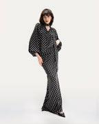 BLACK POLKA-DOT MAXI DRESS