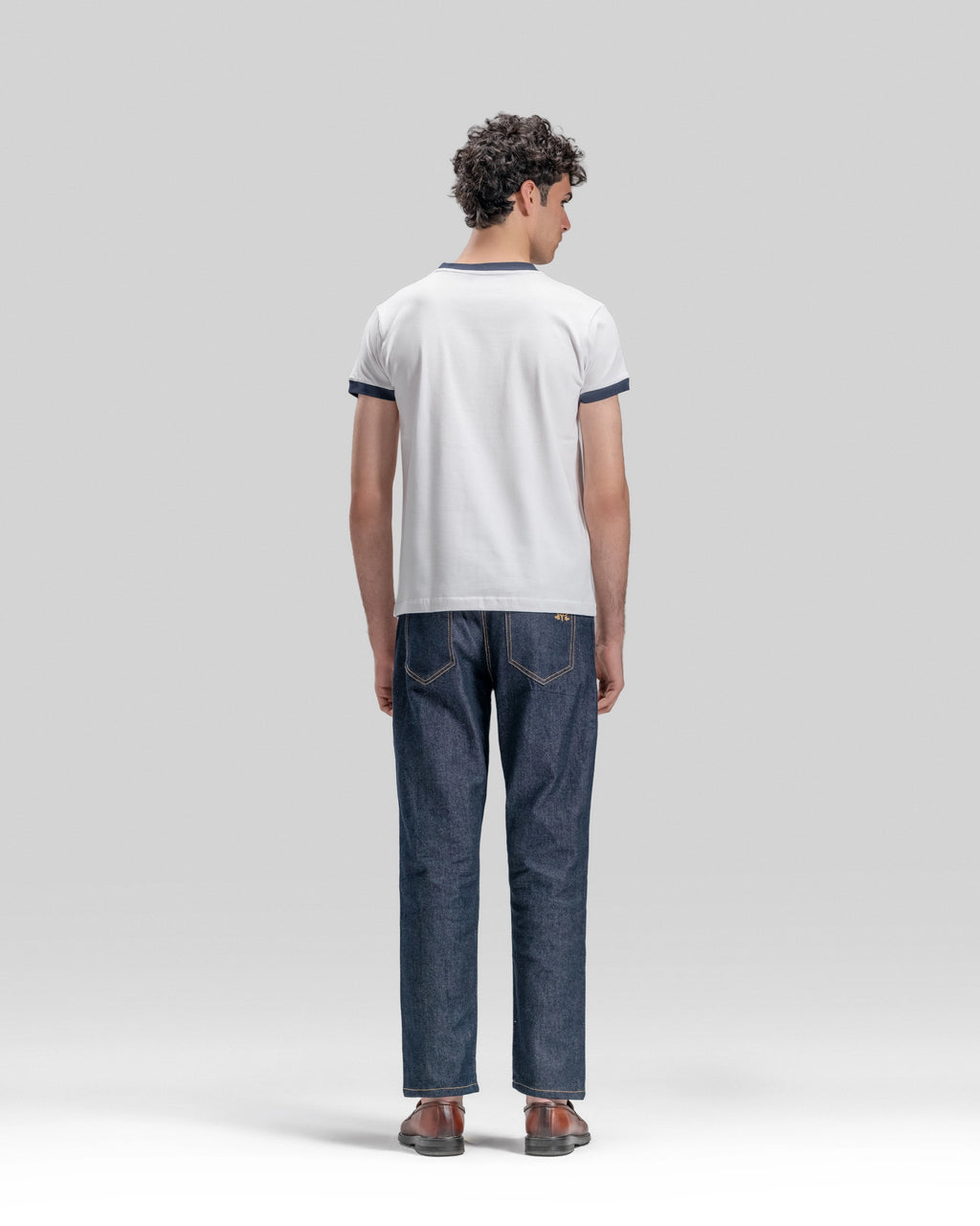 RINGER T-SHIRT NAVY RIB