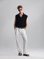RELAXED SLEEVELESS BLACK SHIRT