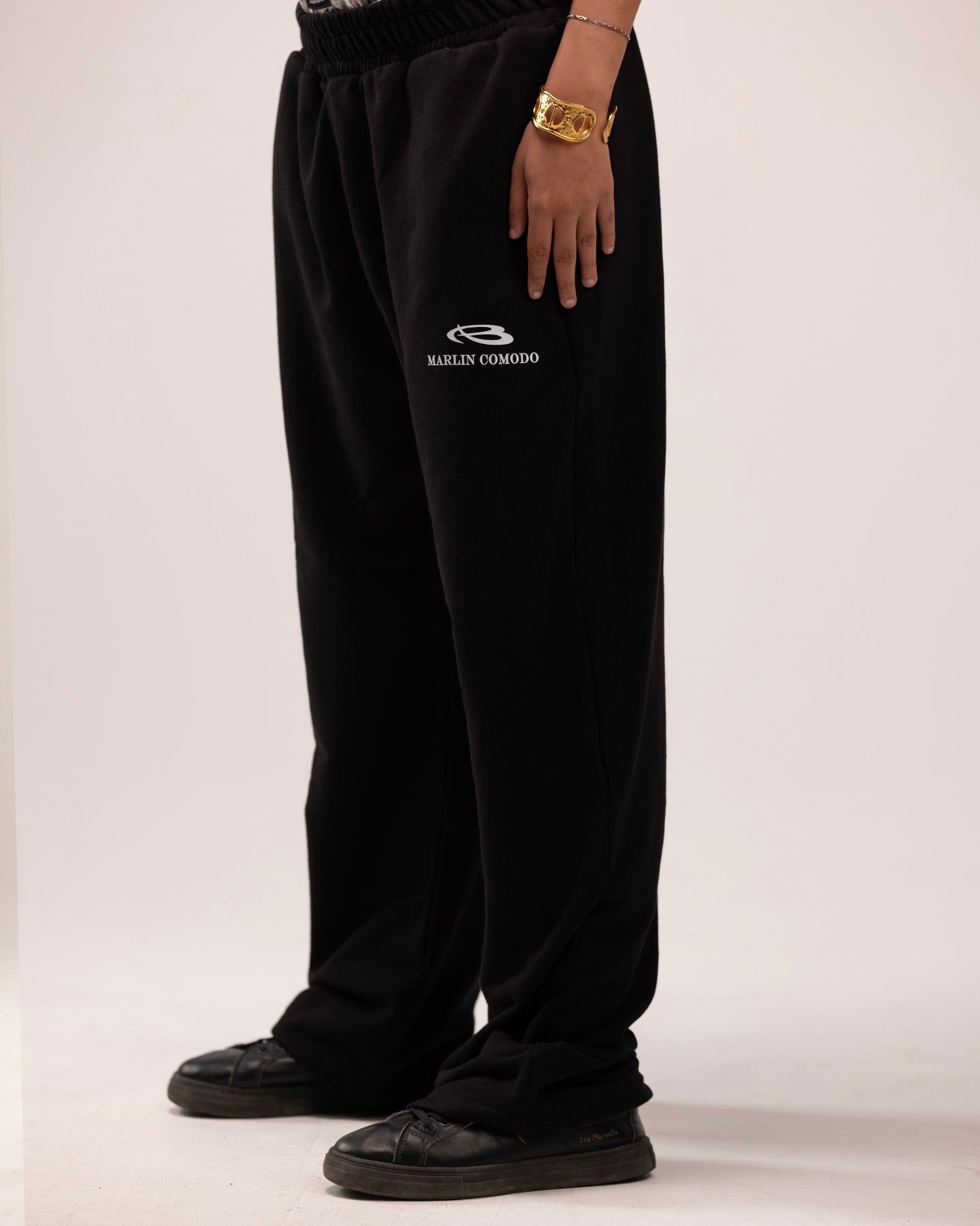 Double layer pants in black