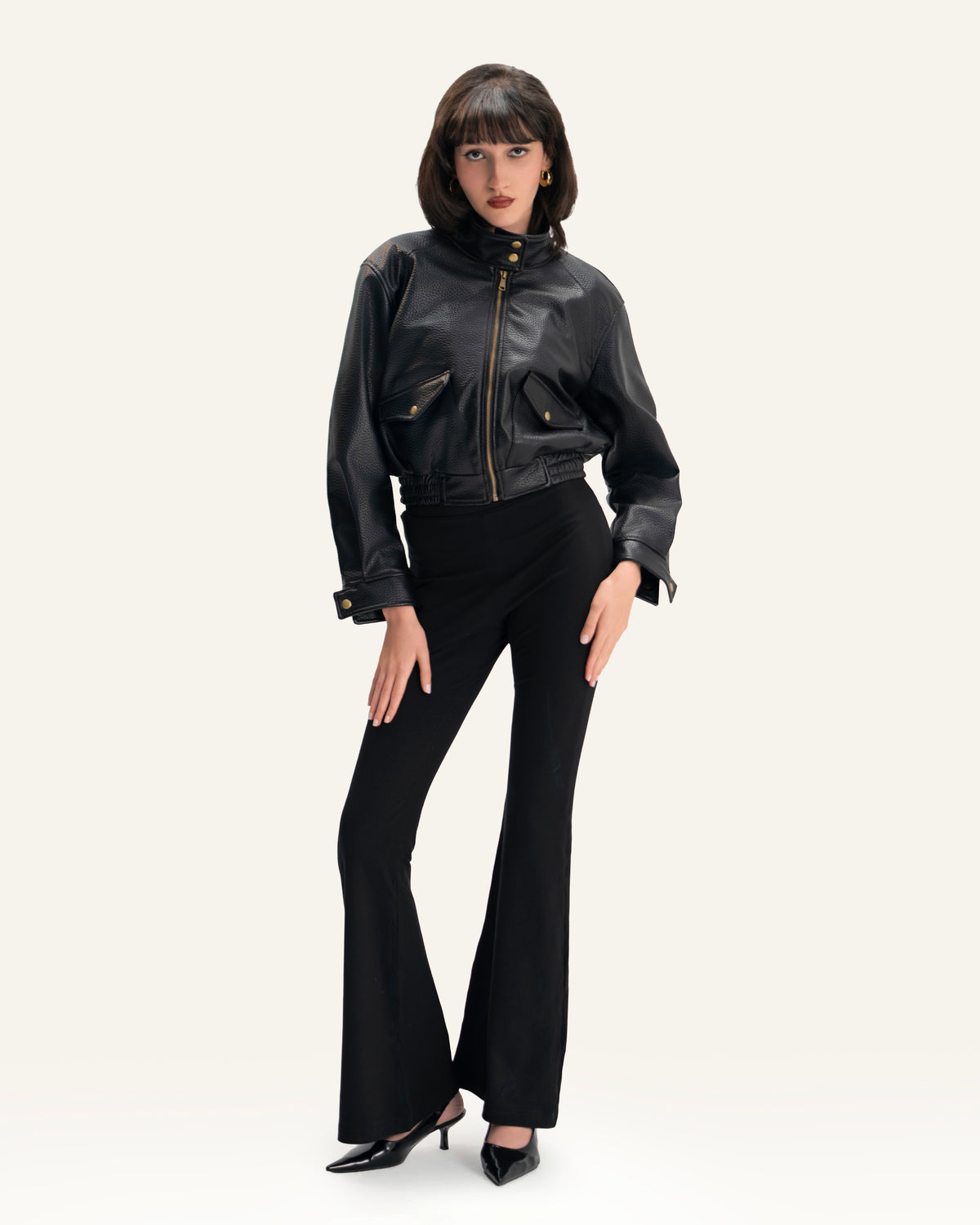 CROPPED BOMBER JACKET IN BUBBLED BLACK