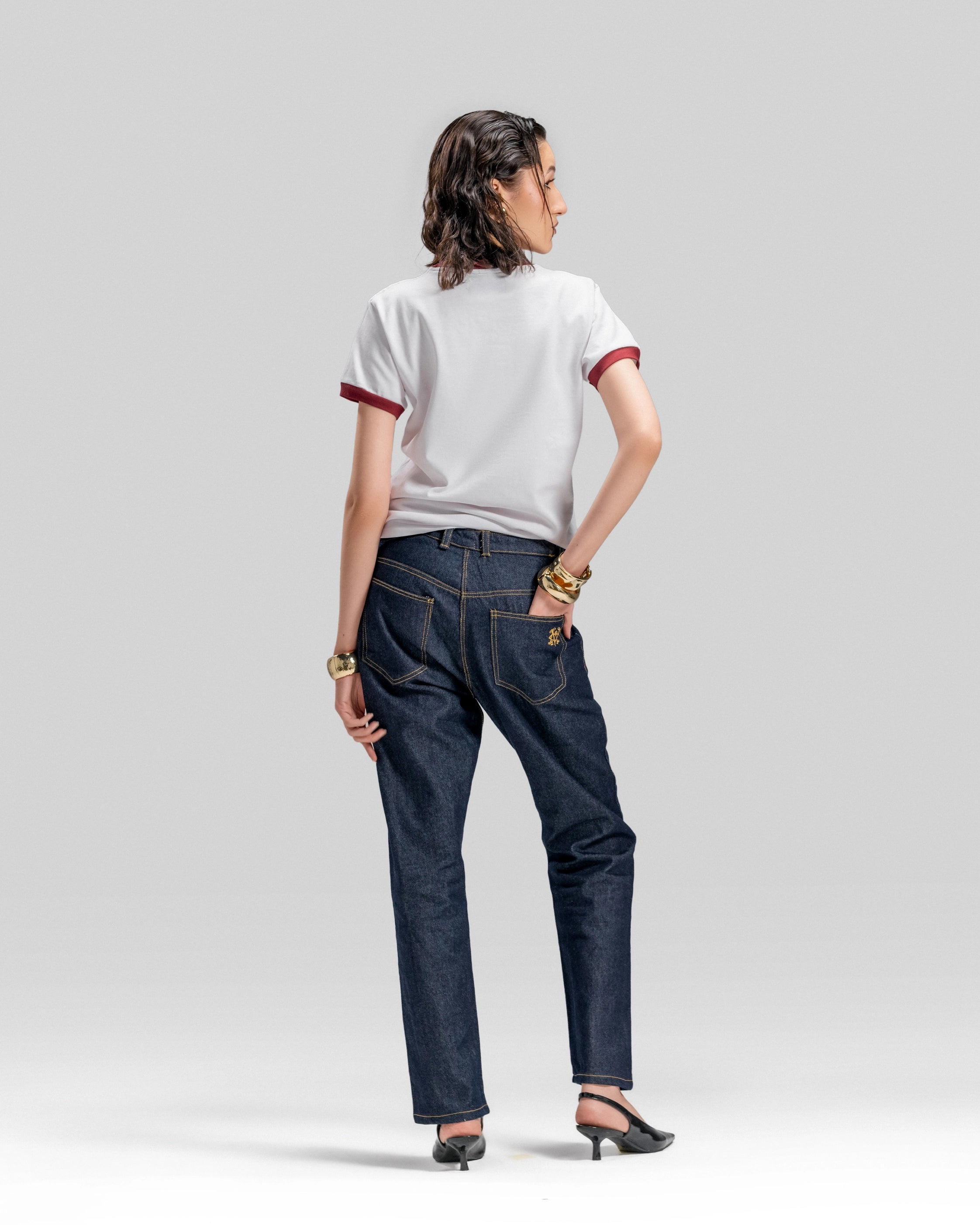 RINGER T-SHIRT BURGUNDY RIB