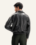 TRENCH LEATHER JACKET IN BLACK