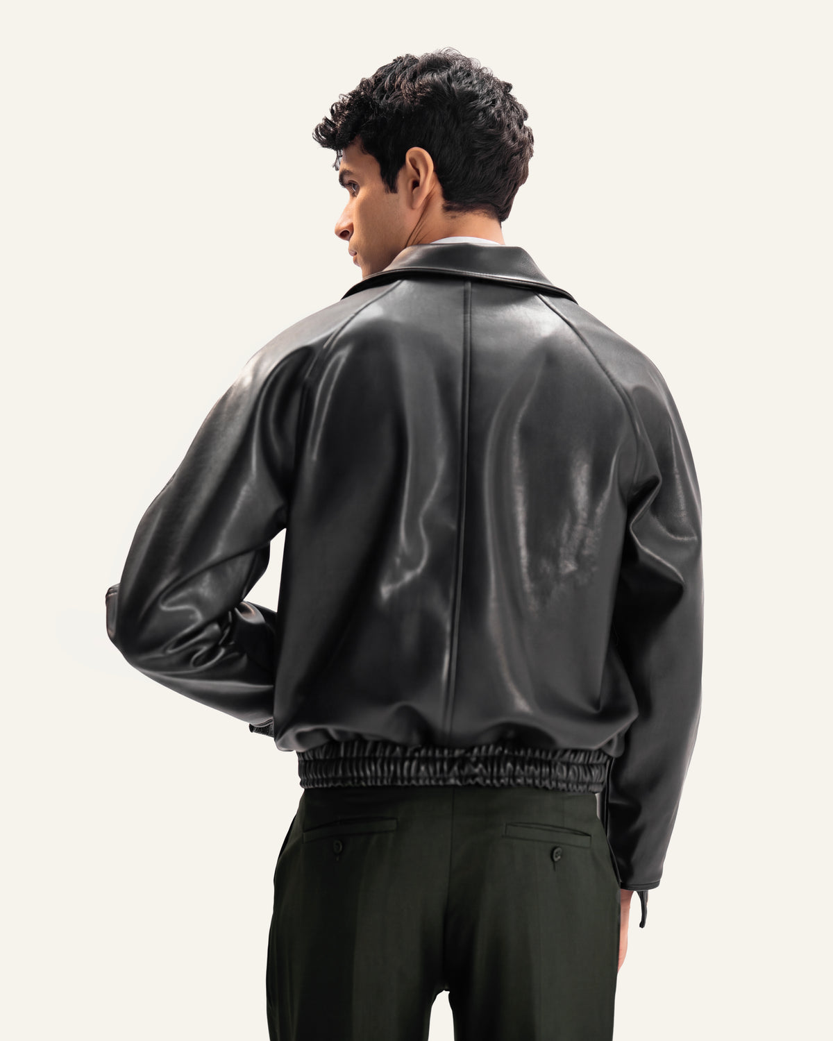 TRENCH LEATHER JACKET IN BLACK