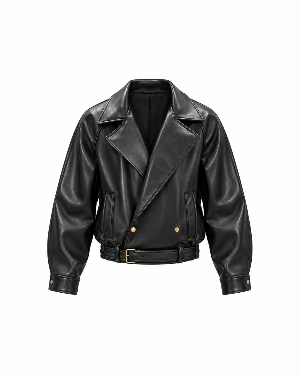 TRENCH LEATHER JACKET IN BLACK