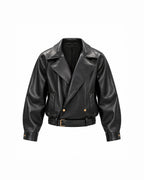 TRENCH LEATHER JACKET IN BLACK