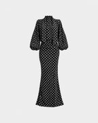 BLACK POLKA-DOT MAXI DRESS