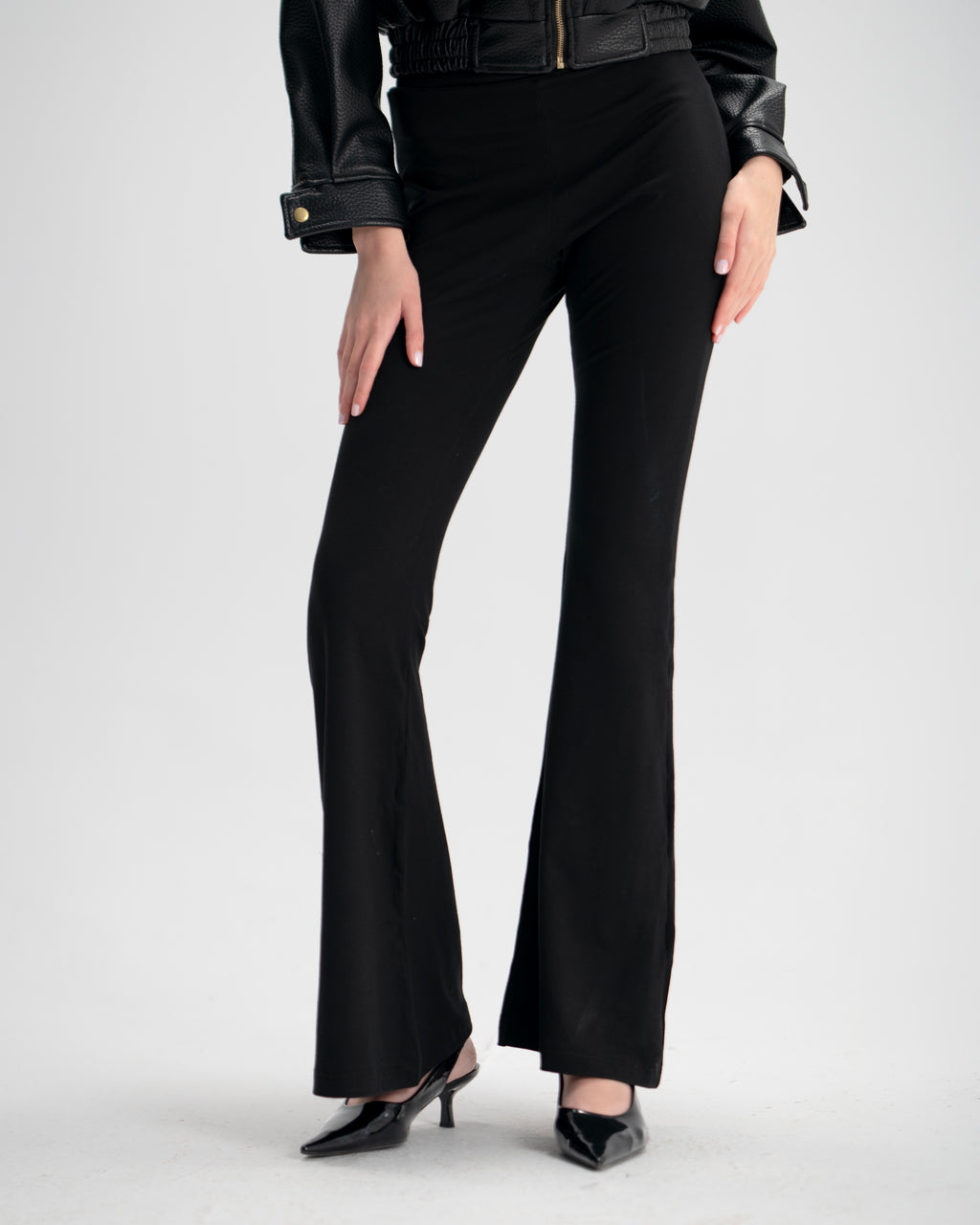 FLARED LEGGINGS PANTS IN BLACK