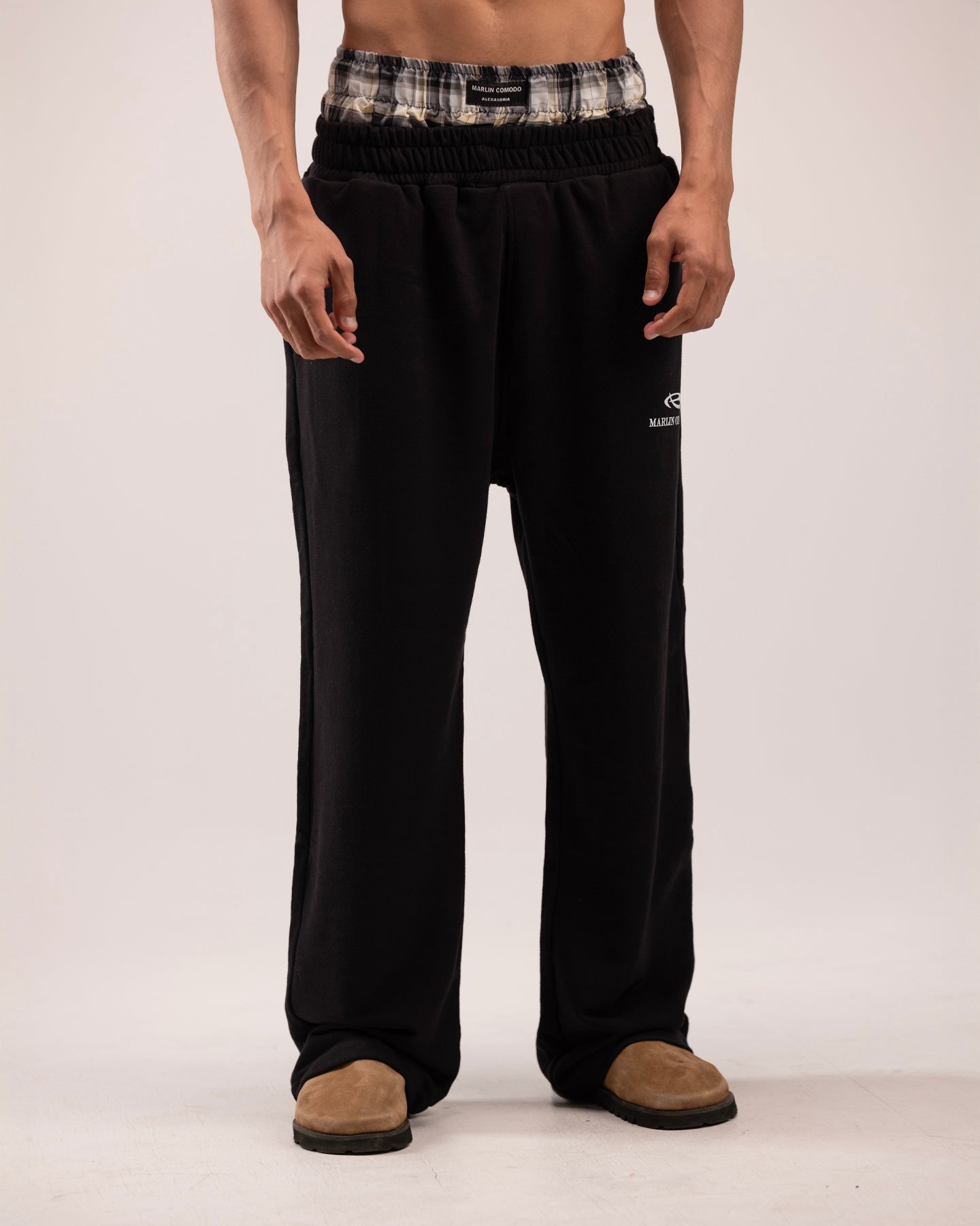 Double layer pants in black