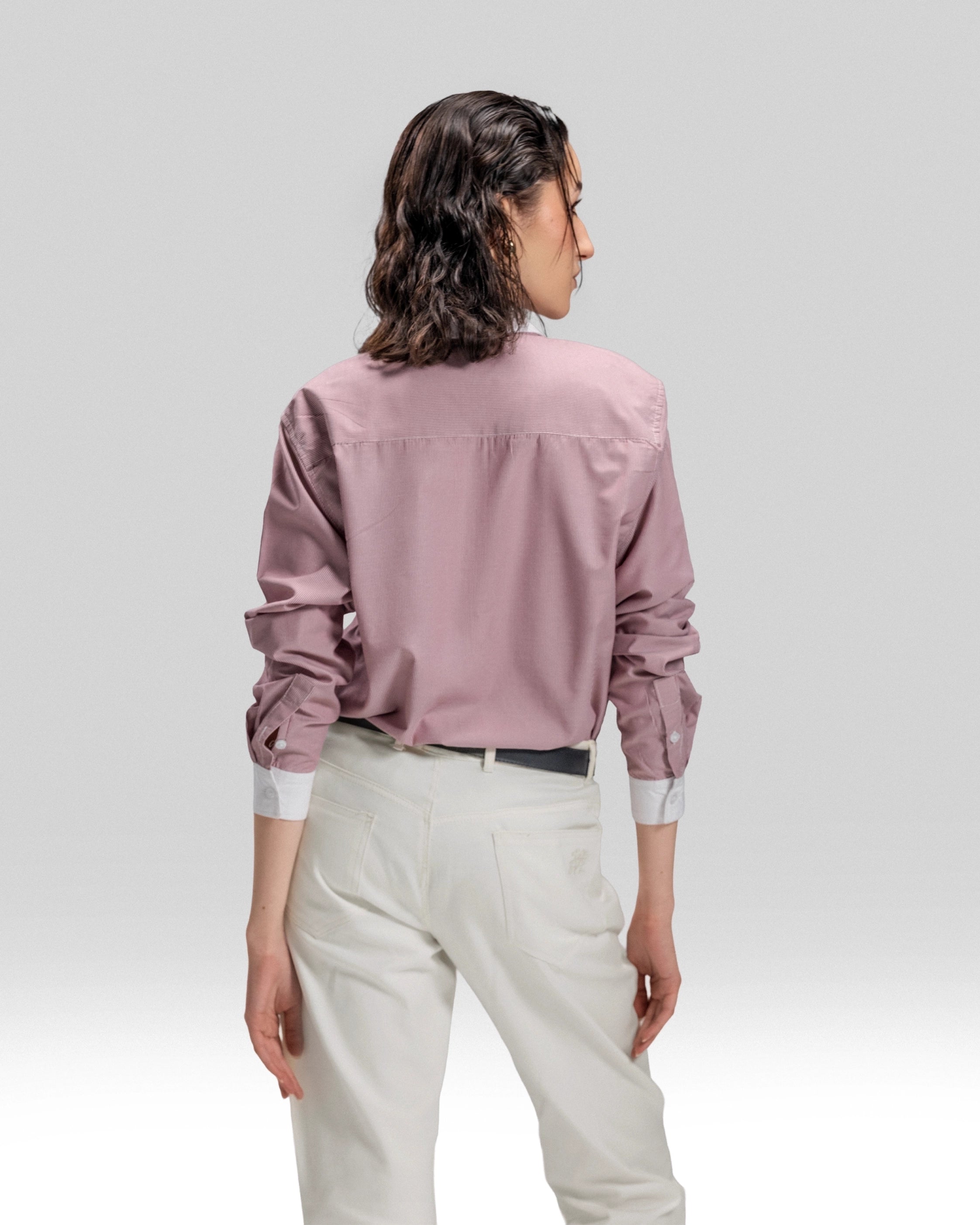 STRIPED COTTON SHIRT IN BURGUNDY