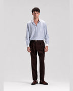 STRIPED COTTON SHIRT IN BABY BLUE