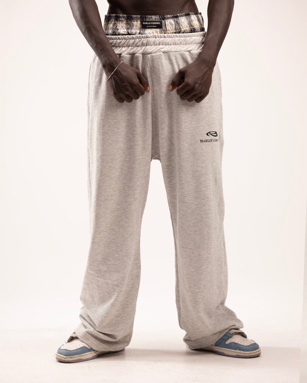 Double layer pants in gray