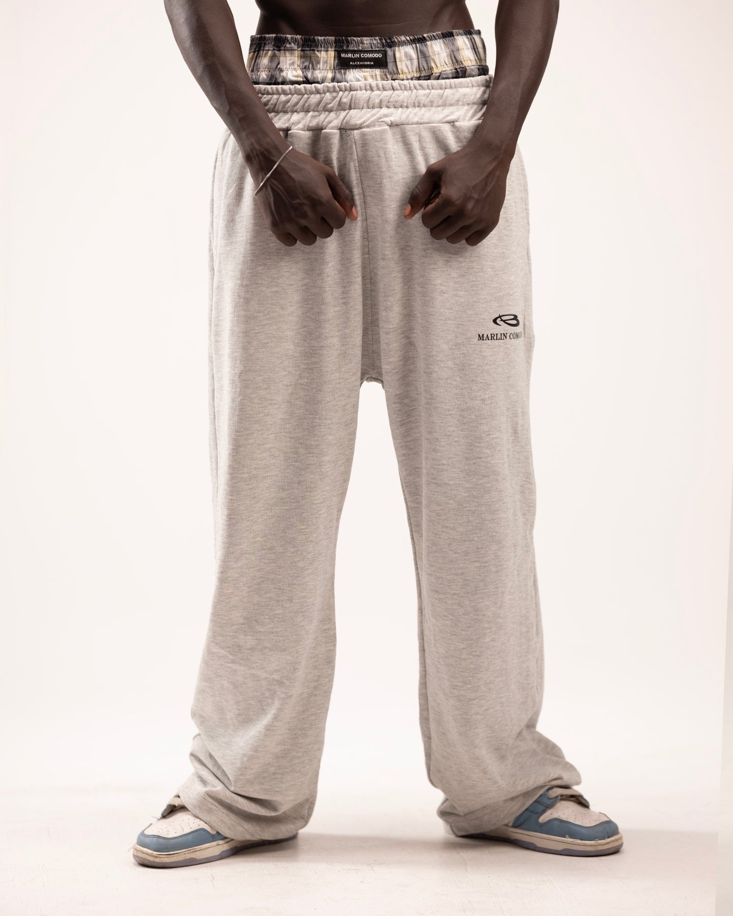 Double layer pants in gray