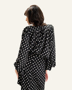 BLACK POLKA-DOT MAXI DRESS