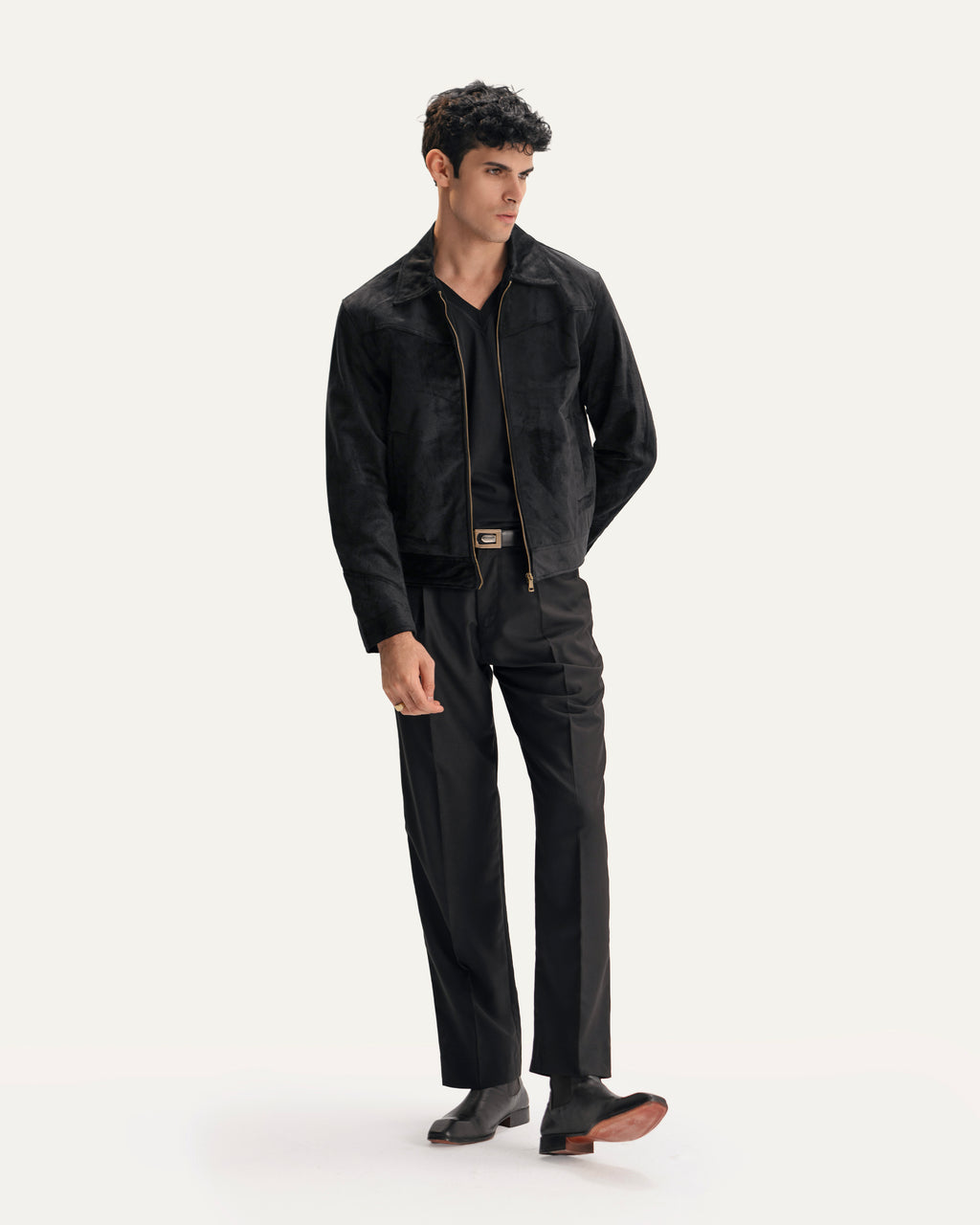 CASHMERE SUEDE JACKET IN BLACK