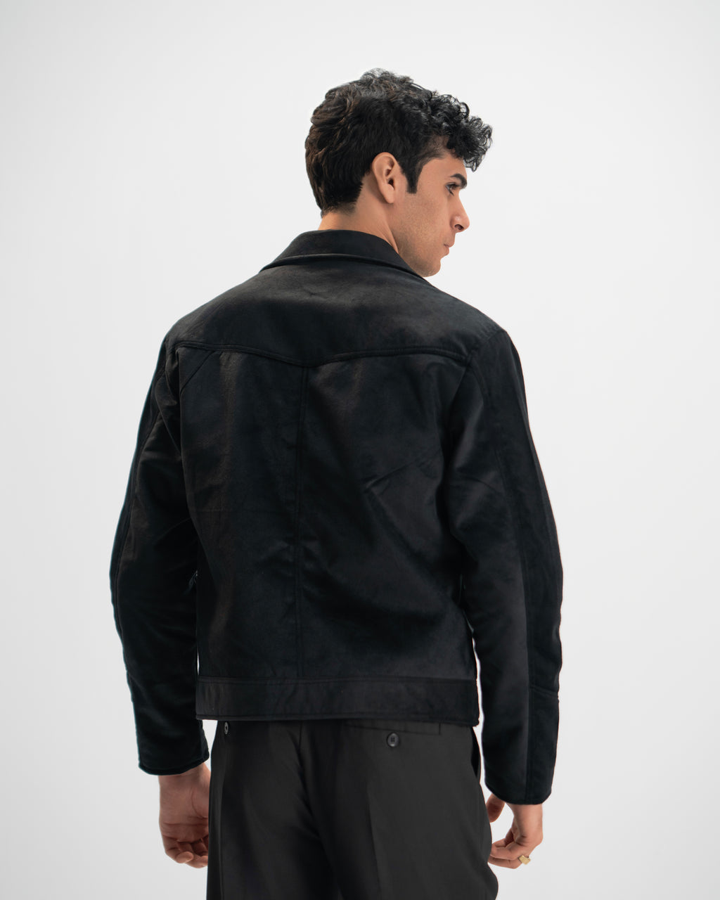 CASHMERE SUEDE JACKET IN BLACK