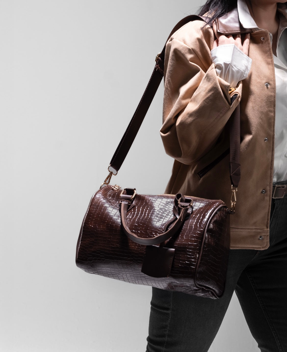 CROCODILE MEDIUM BAG IN BROWN