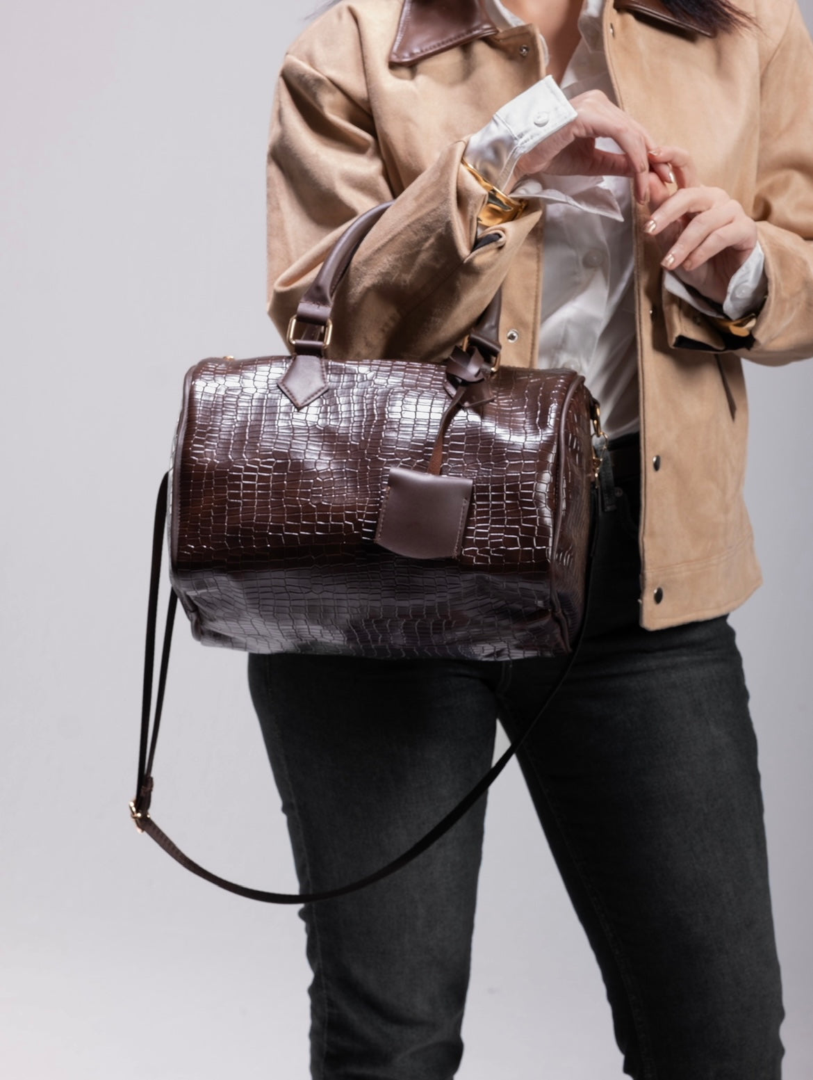 CROCODILE MEDIUM BAG IN BROWN