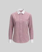 STRIPED COTTON SHIRT IN BURGUNDY