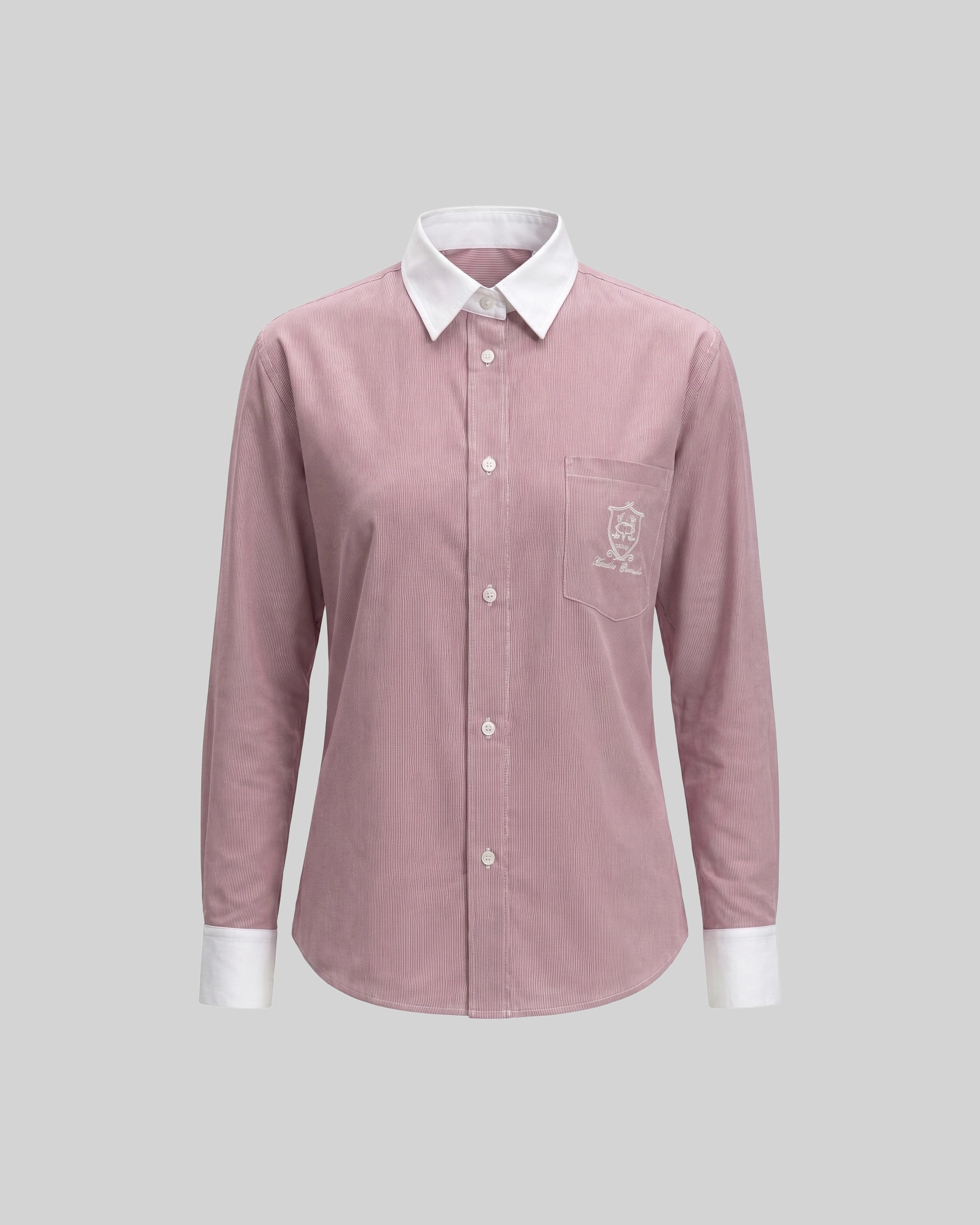 STRIPED COTTON SHIRT IN BURGUNDY