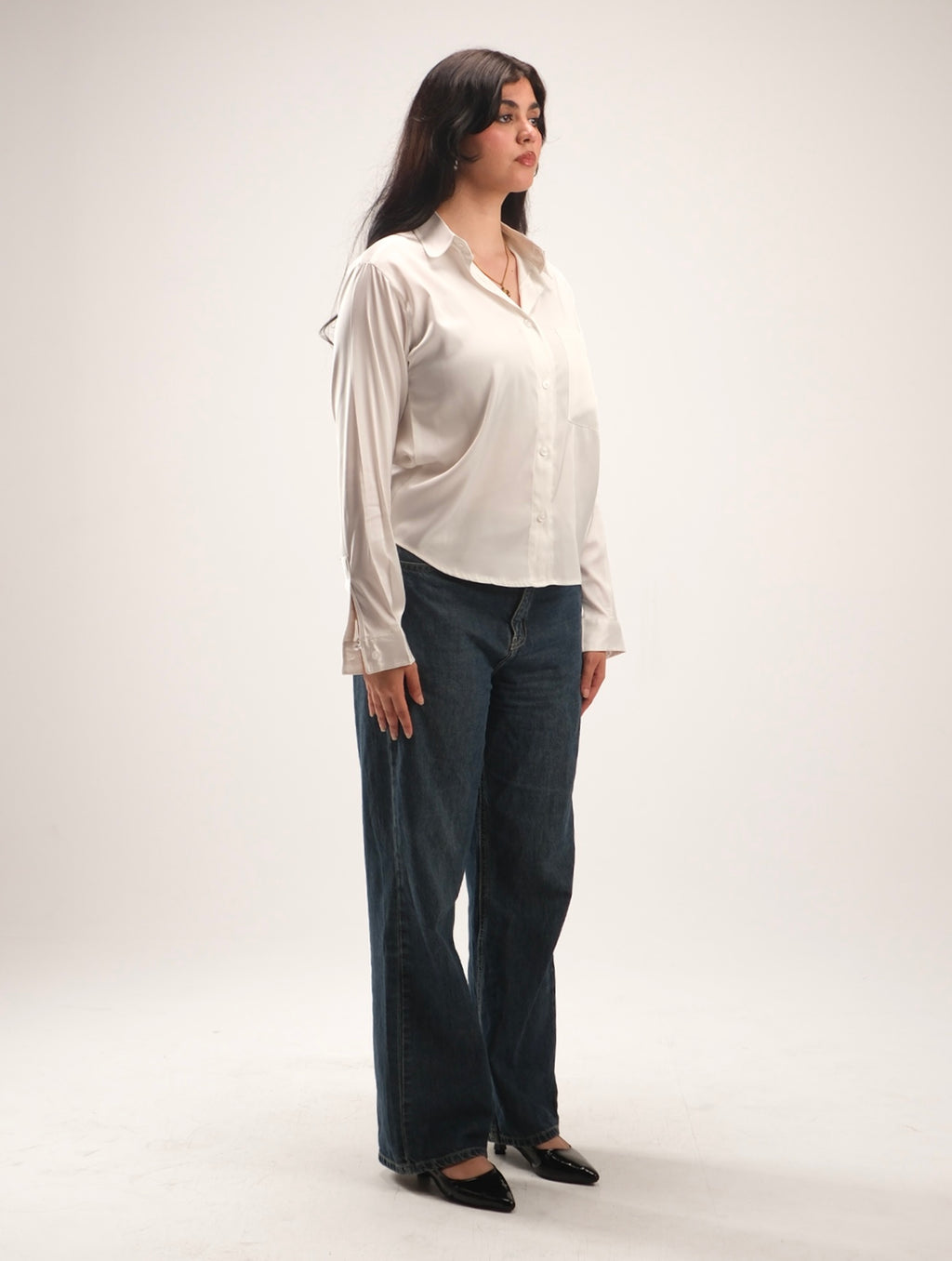 Satin Shirt in White