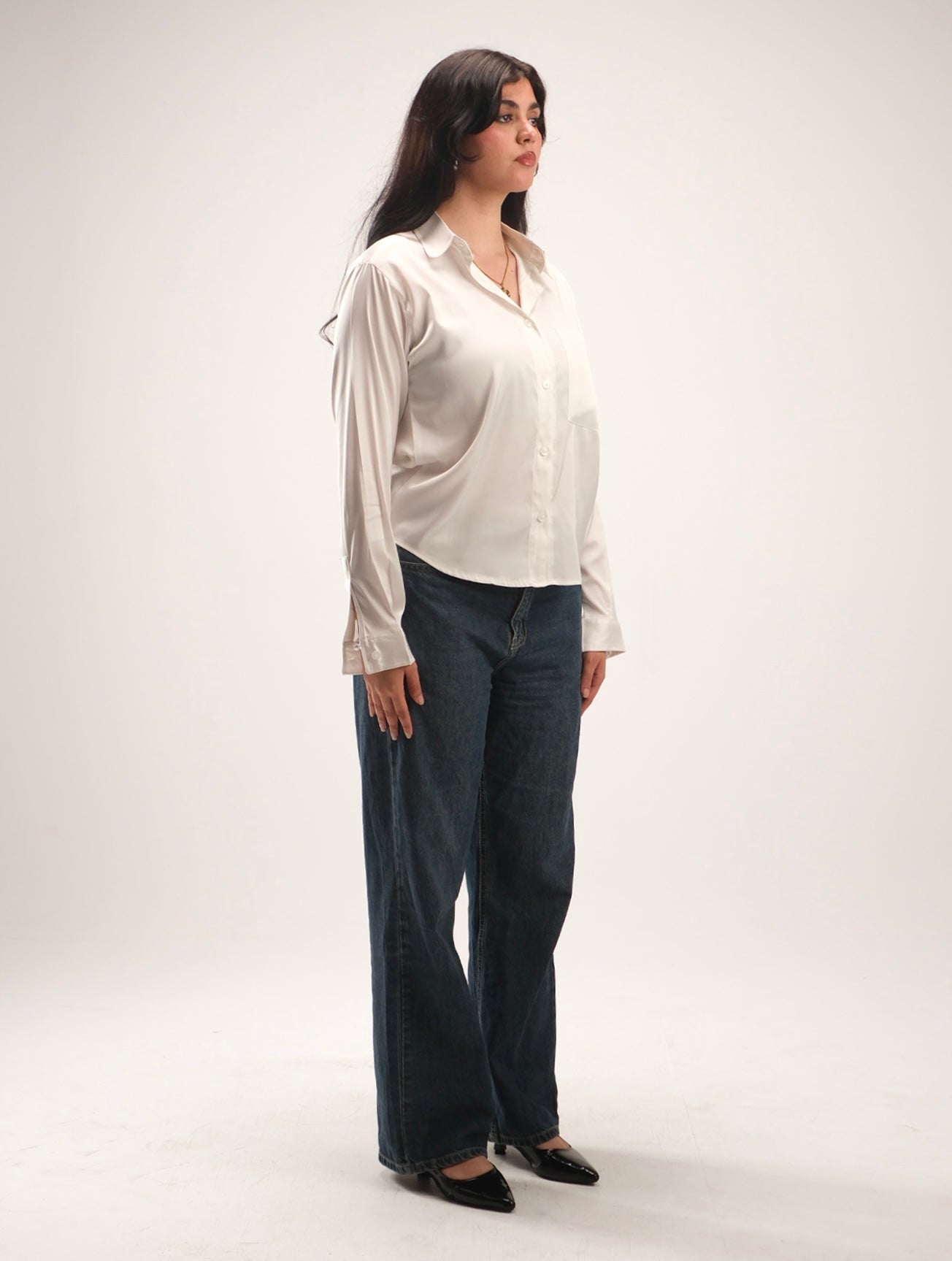 Satin Shirt in White