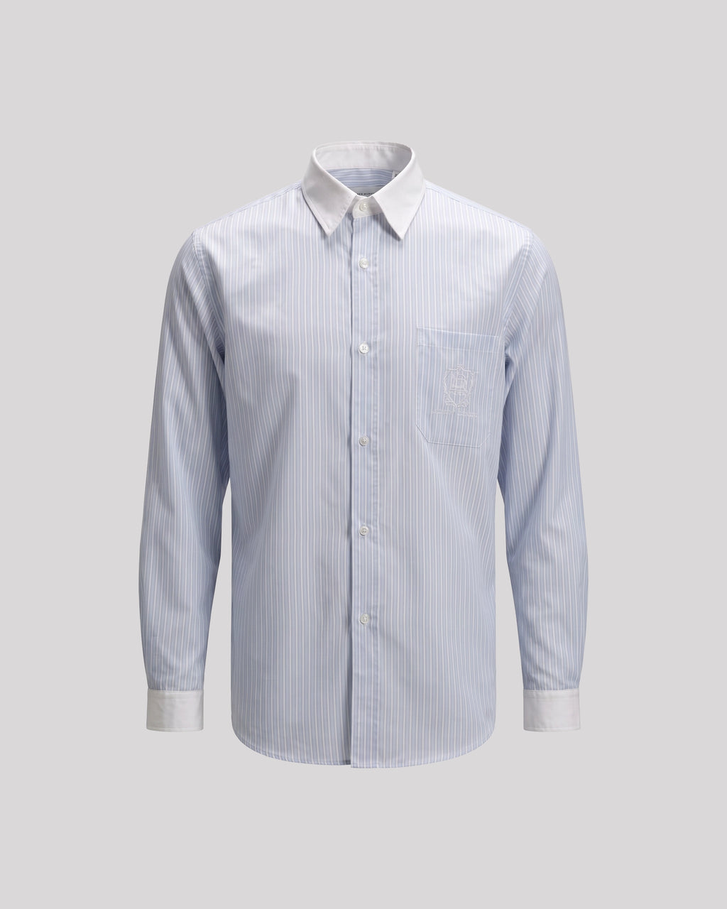 STRIPED COTTON SHIRT IN BABY BLUE