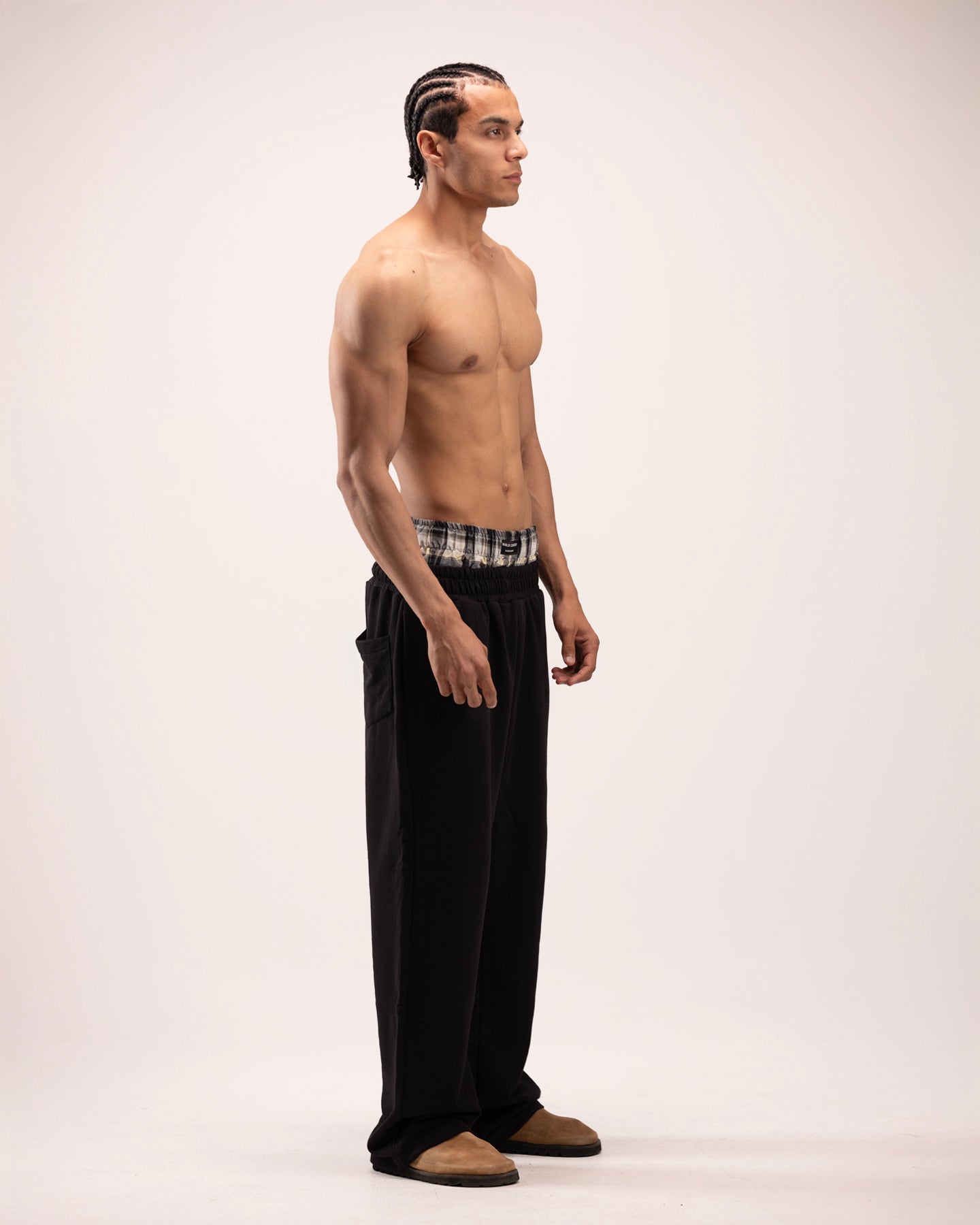 Double layer pants in black