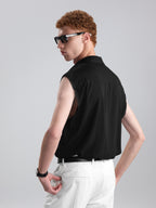 RELAXED SLEEVELESS BLACK SHIRT