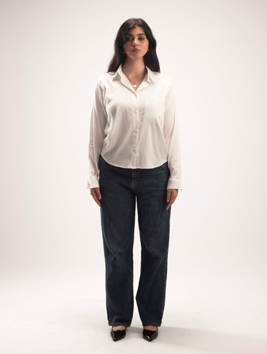 Satin Shirt in White