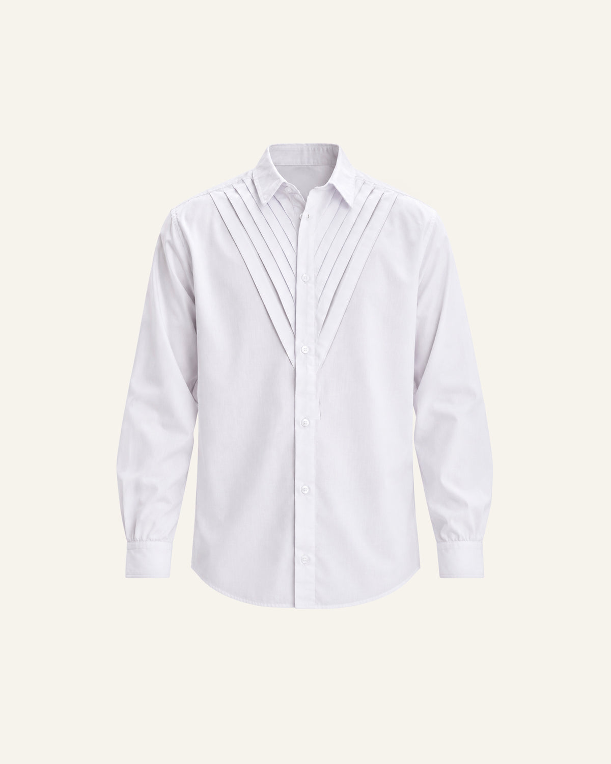 WHITE PLEATED SHIRT