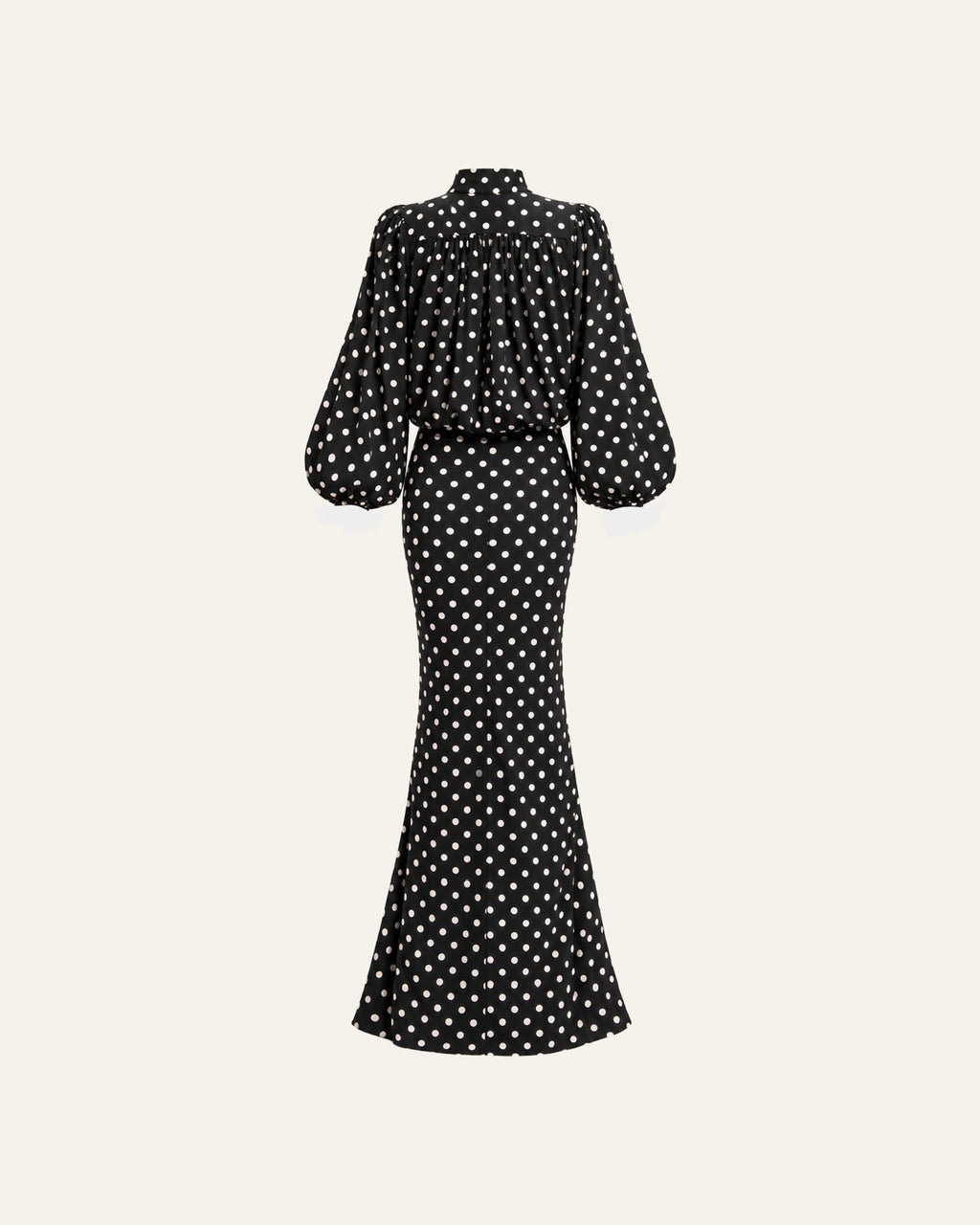 BLACK POLKA-DOT MAXI DRESS