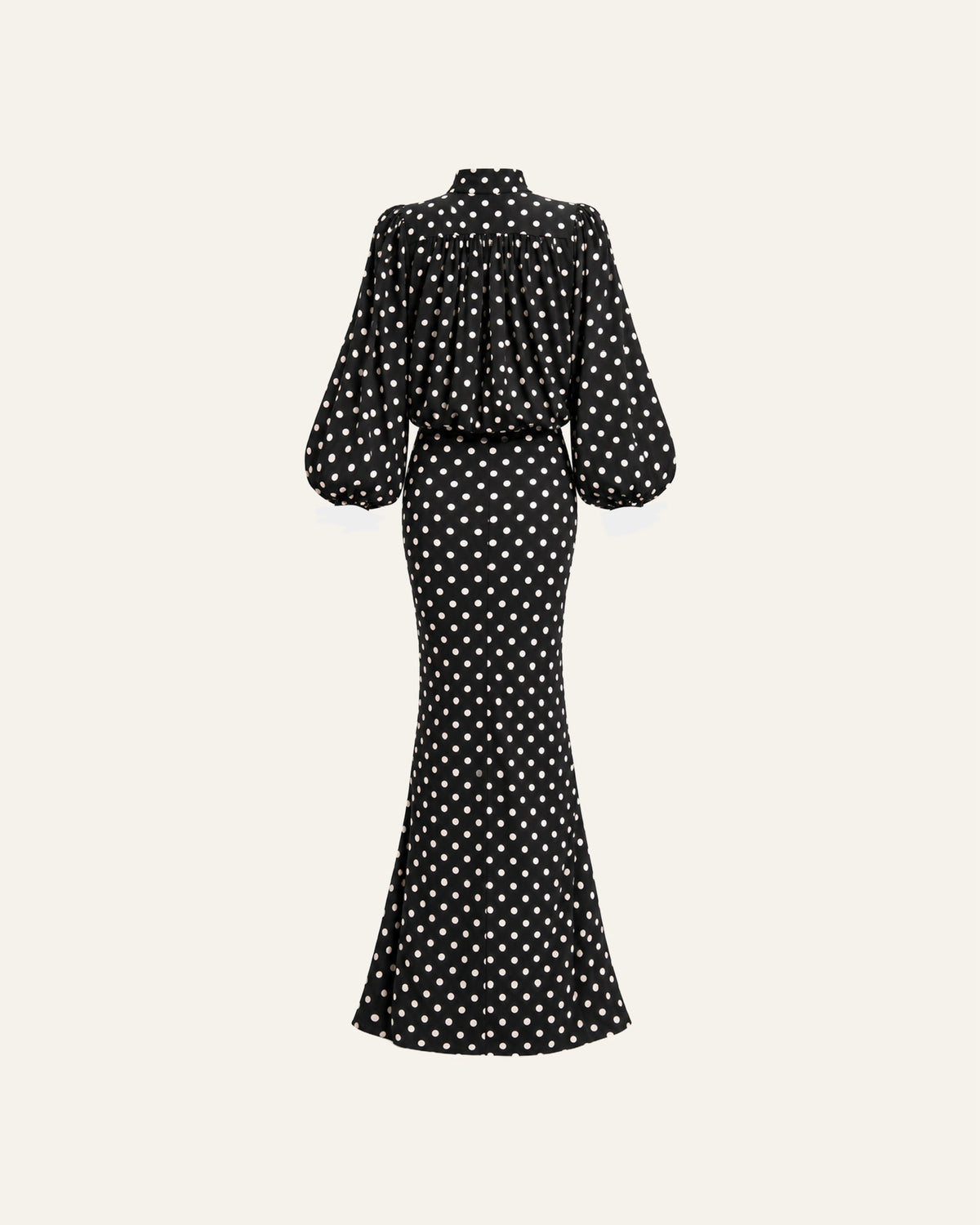 BLACK POLKA-DOT MAXI DRESS