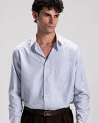 STRIPED COTTON SHIRT IN BABY BLUE