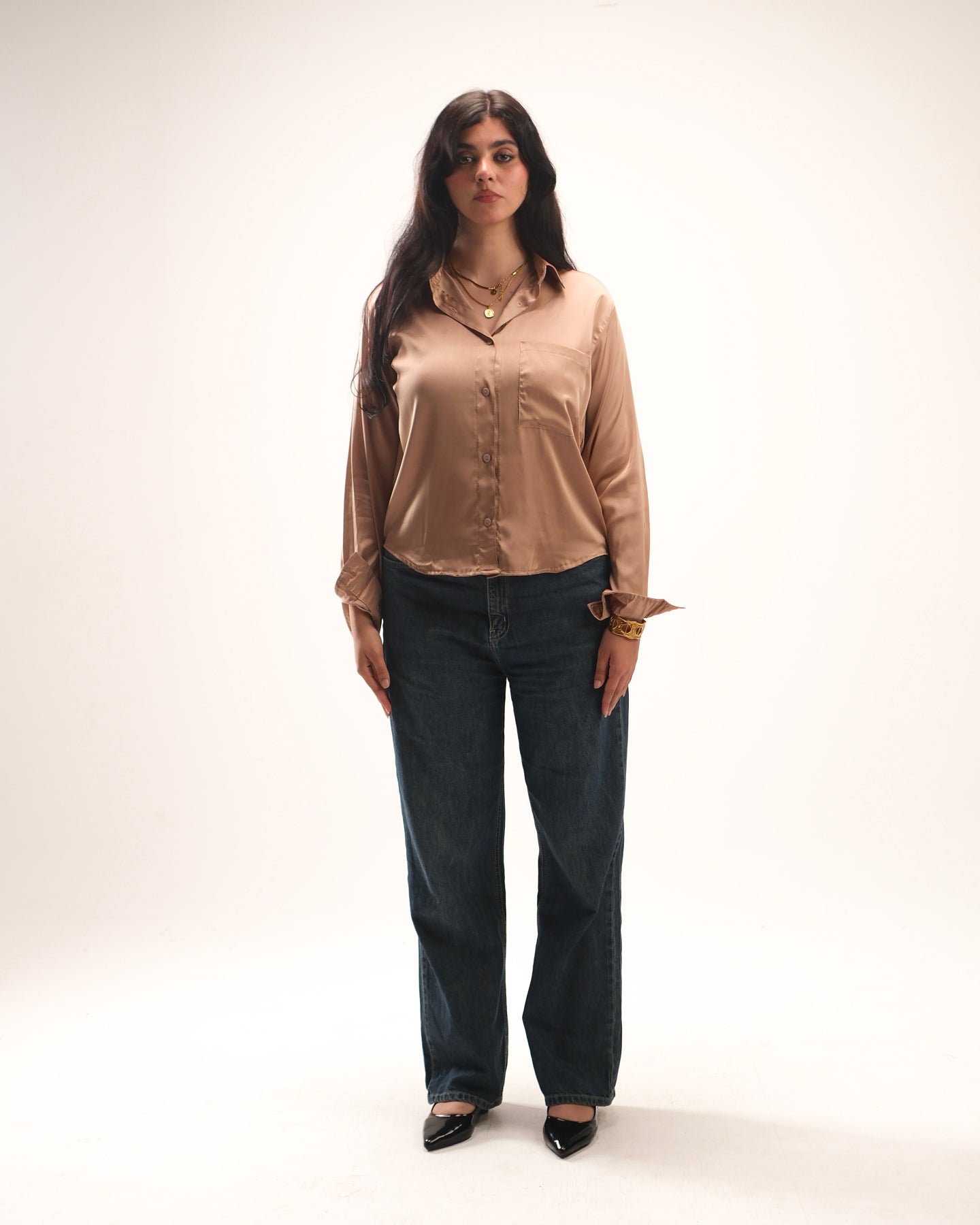 Satin Shirt in mocha mousse