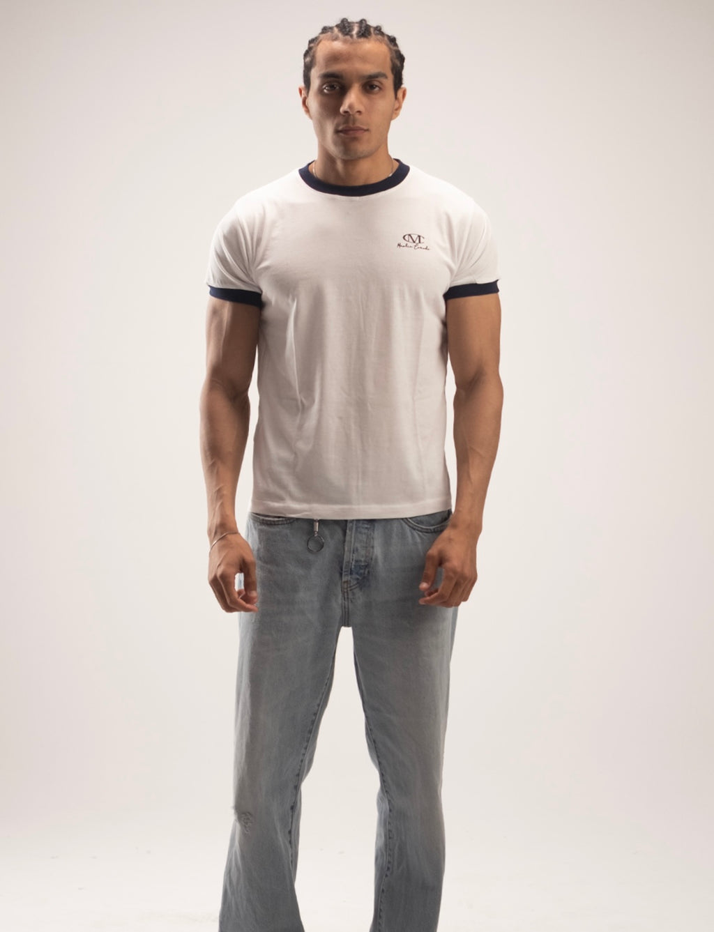 Ringer T-Shirt With Navy Rib