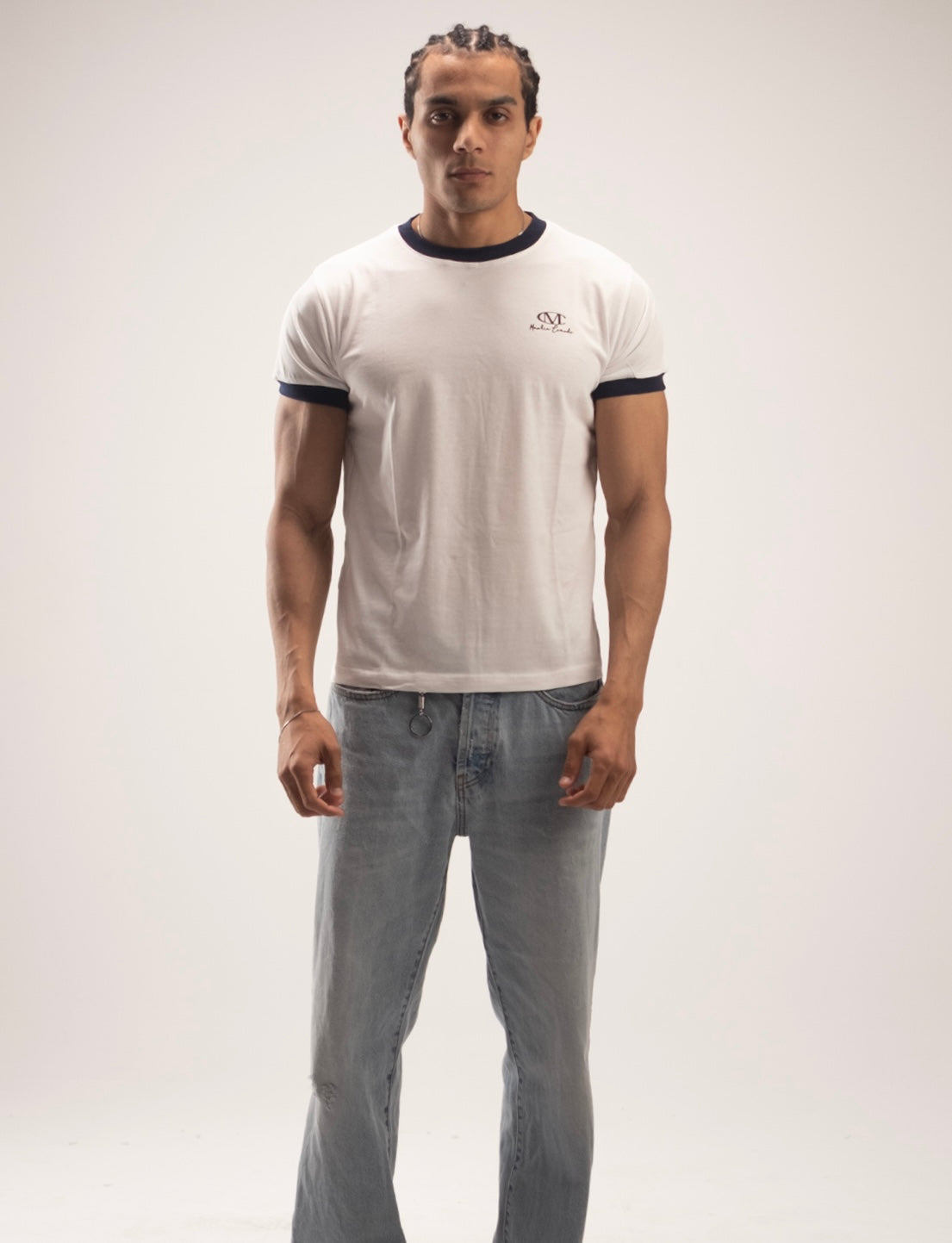 Ringer T-Shirt With Navy Rib