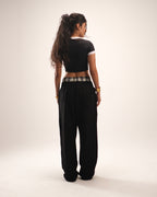 Double layer pants in black