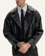 TRENCH LEATHER JACKET IN BLACK
