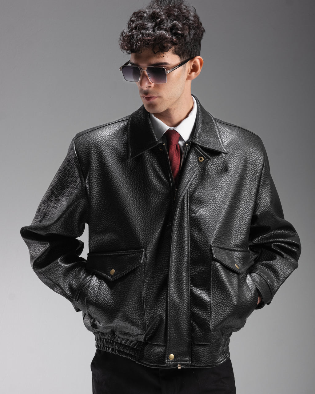 BOMBER JACKET IN BUBBLED BLACK