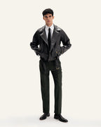 TRENCH LEATHER JACKET IN BLACK