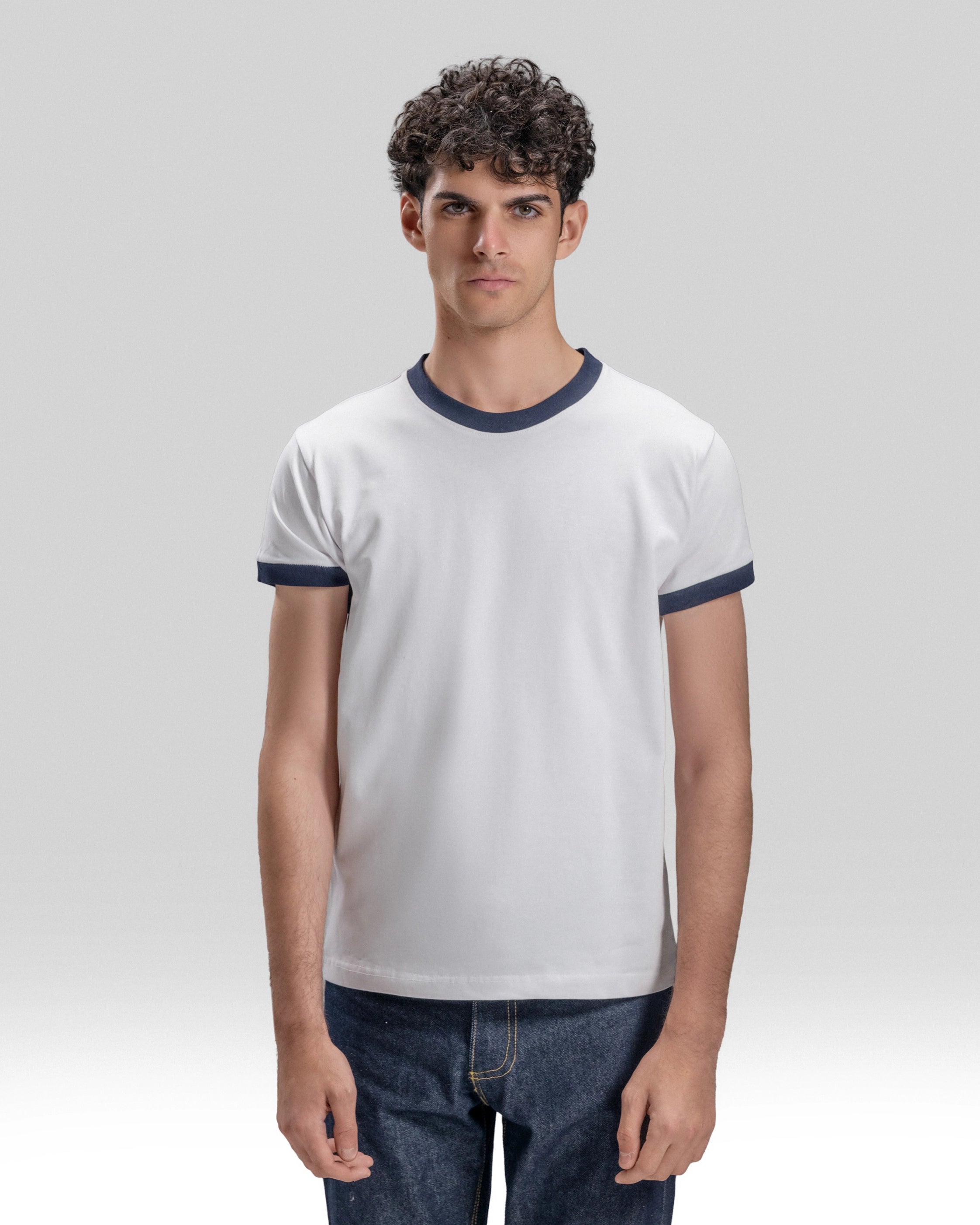 RINGER T-SHIRT NAVY RIB