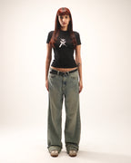 Printed Top in black