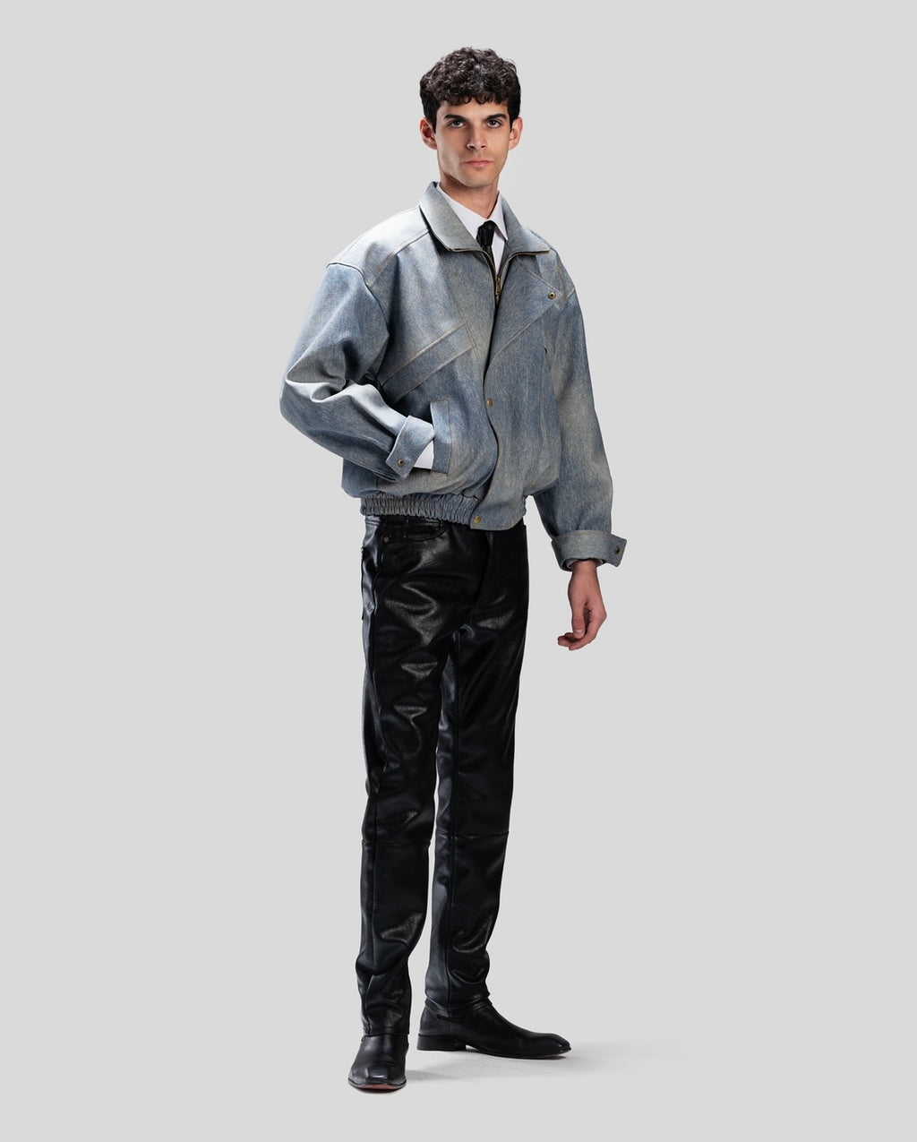 LEATHER JACKET IN DENIM EFFECT