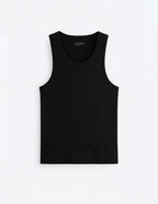 Basic Ribbed Haevy Tank Top In Black