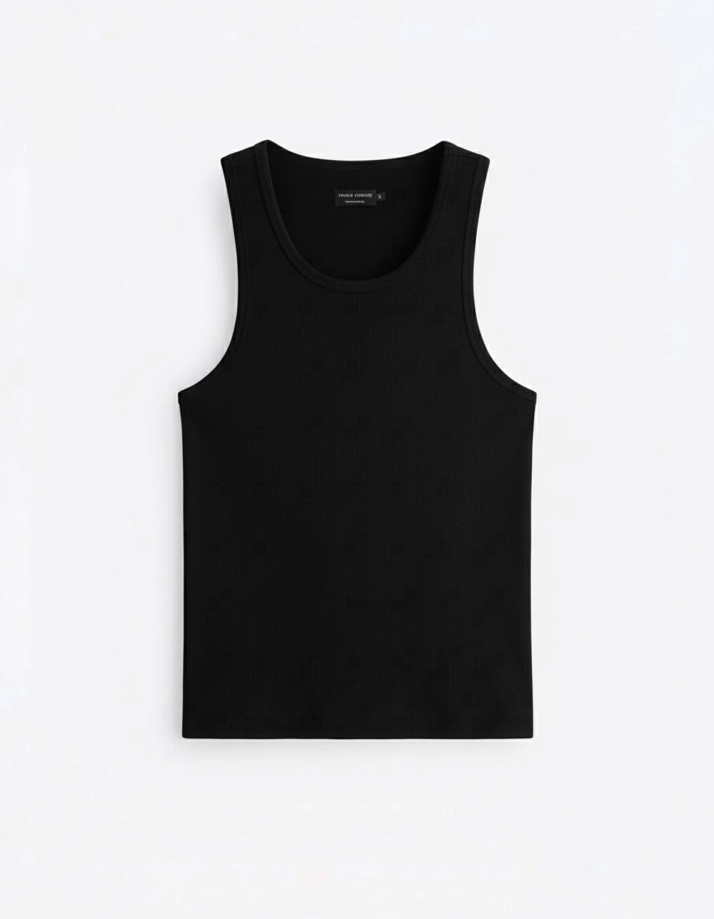 Basic Ribbed Haevy Tank Top In Black
